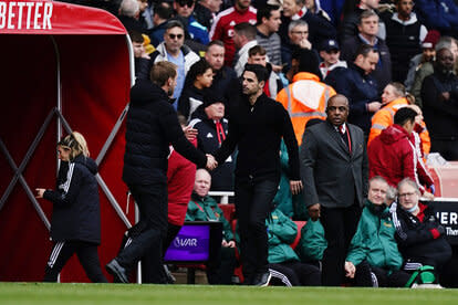 Brighton and Hove Albion manager Graham Potter and Arsenal manager Mikel Arteta shaking hands