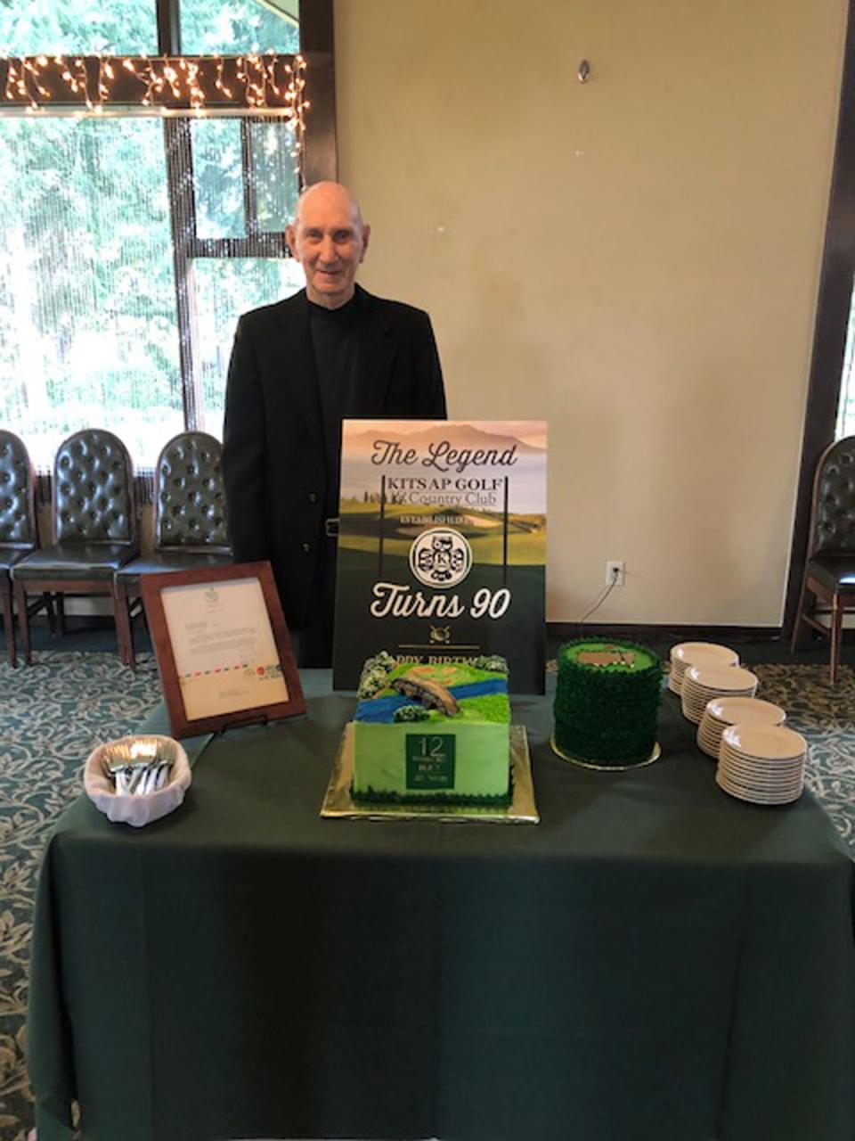 Buzz Edmonds, knowns as 'The Legend' around Kitsap Golf & Country Club, celebrates his 90th birthday, when the club's men’s tournament was renamed the Buzz Edmonds Men’s Golf Tournament. Edmonds, who died in August, will be remembered at a memorial on Sept. 11.