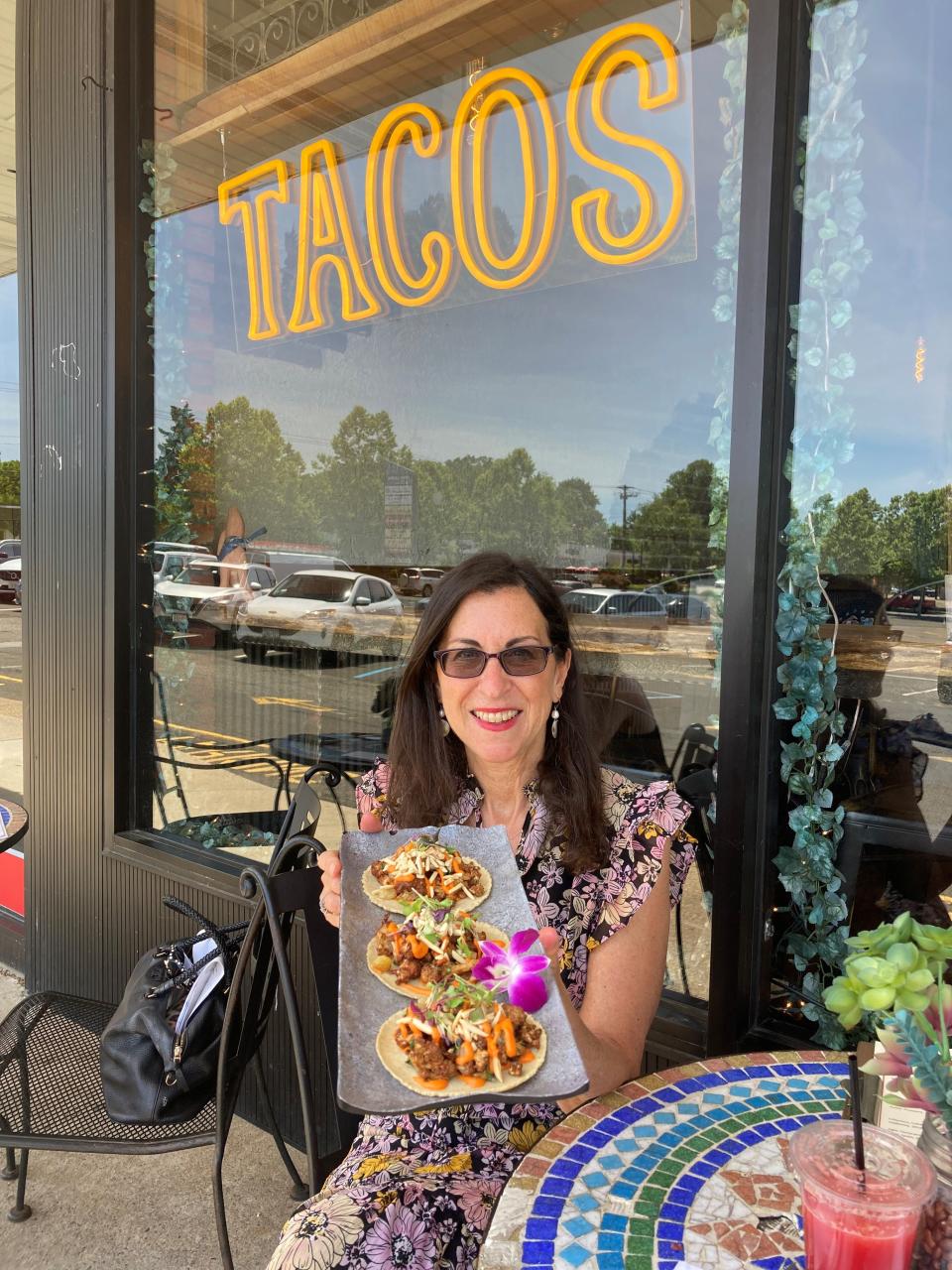 Lohud Food & Dining Reporter Jeanne Muchnick with cauliflower tacos from Craft Taqueria. The New City restaurant won Rockland's best tacos. Photographed June 8, 2022.