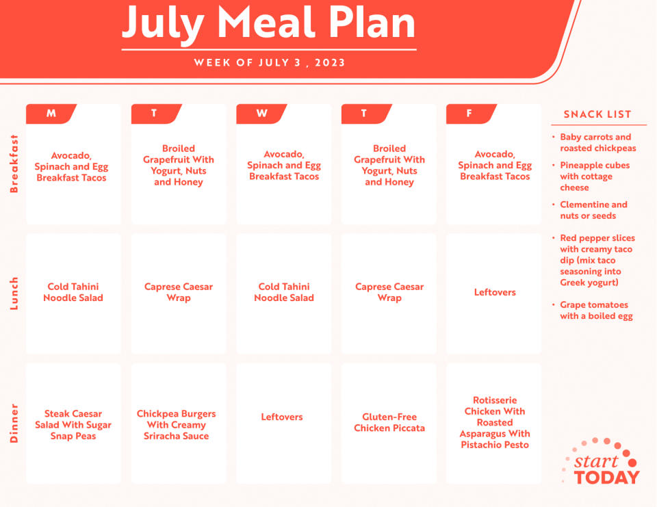 Start TODAY Meal Plan July 3, 2023