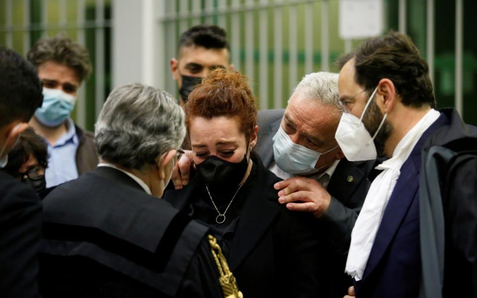 Rosa Maria Esilio, widow of slain Carabinieri military police officer Mario Cerciello Rega, reacts after U.S. citizens Finnegan Lee Elder and Gabriel Christian Natale-Hjorth were found guilty - REMO CASILLI /REUTERS