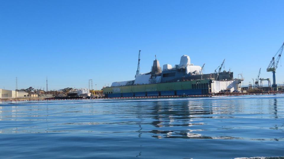 Amphibious transport dock USS Anchorage (LPD 23) undergoes a maintenance availability at the General Dynamics' NASSCO shipyard in San Diego on Feb. 12, 2024. (Megan Eckstein/staff)