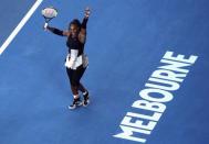 Tennis - Australian Open - Melbourne Park, Melbourne, Australia - 26/1/17 Serena Williams of the U.S. celebrates winning her Women's singles semi-final match against Croatia's Mirjana Lucic-Baroni. REUTERS/Jason Reed