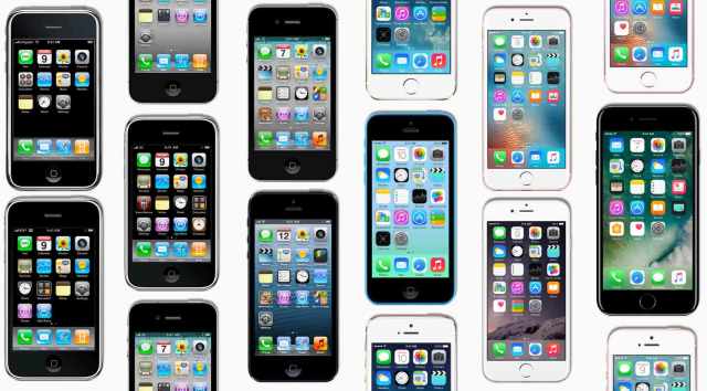 A mosaic of iPhones through the years