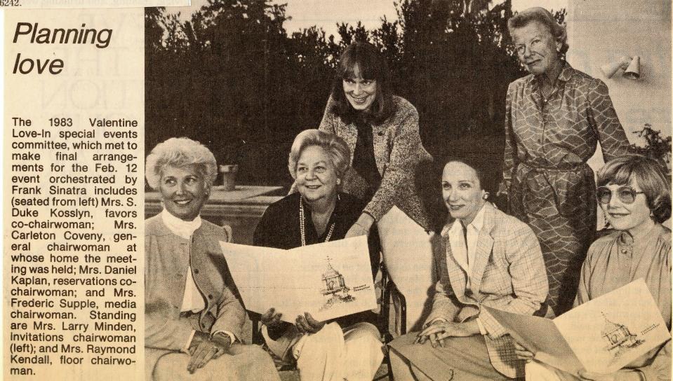 Rozene Supple, far right, with the women organizing Frank Sinatra's Valentine's Love-In benefit for Desert Hospital in 1983.