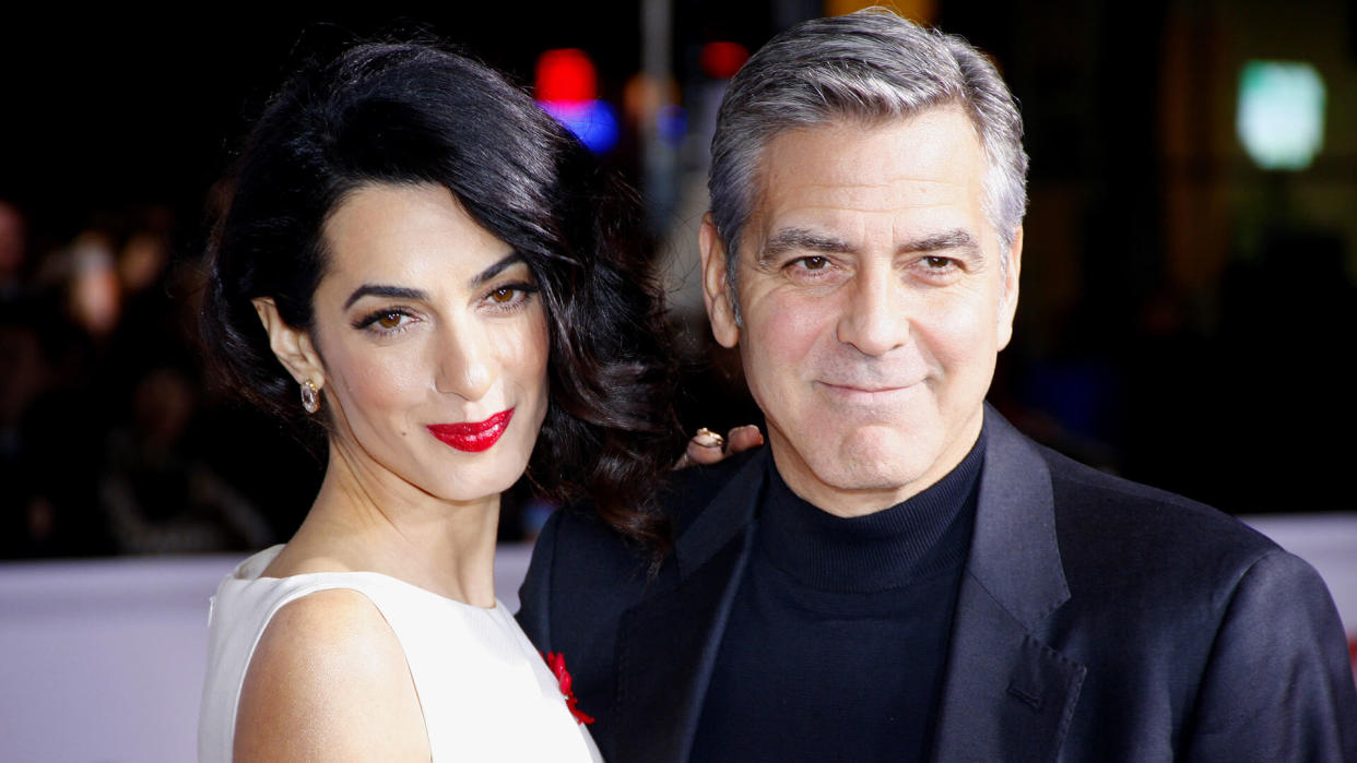 Amal Clooney and George Clooney at the World premiere of 'Hail, Caesar!' held at the Regency Village Theatre in Westwood, USA on February 1, 2016.