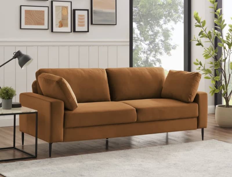 brown modern sofa in living room