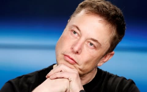 Elon Musk at a press conference following the first launch of a SpaceX Falcon Heavy rocket in Cape Canaveral - Credit: REUTERS/Joe Skipper