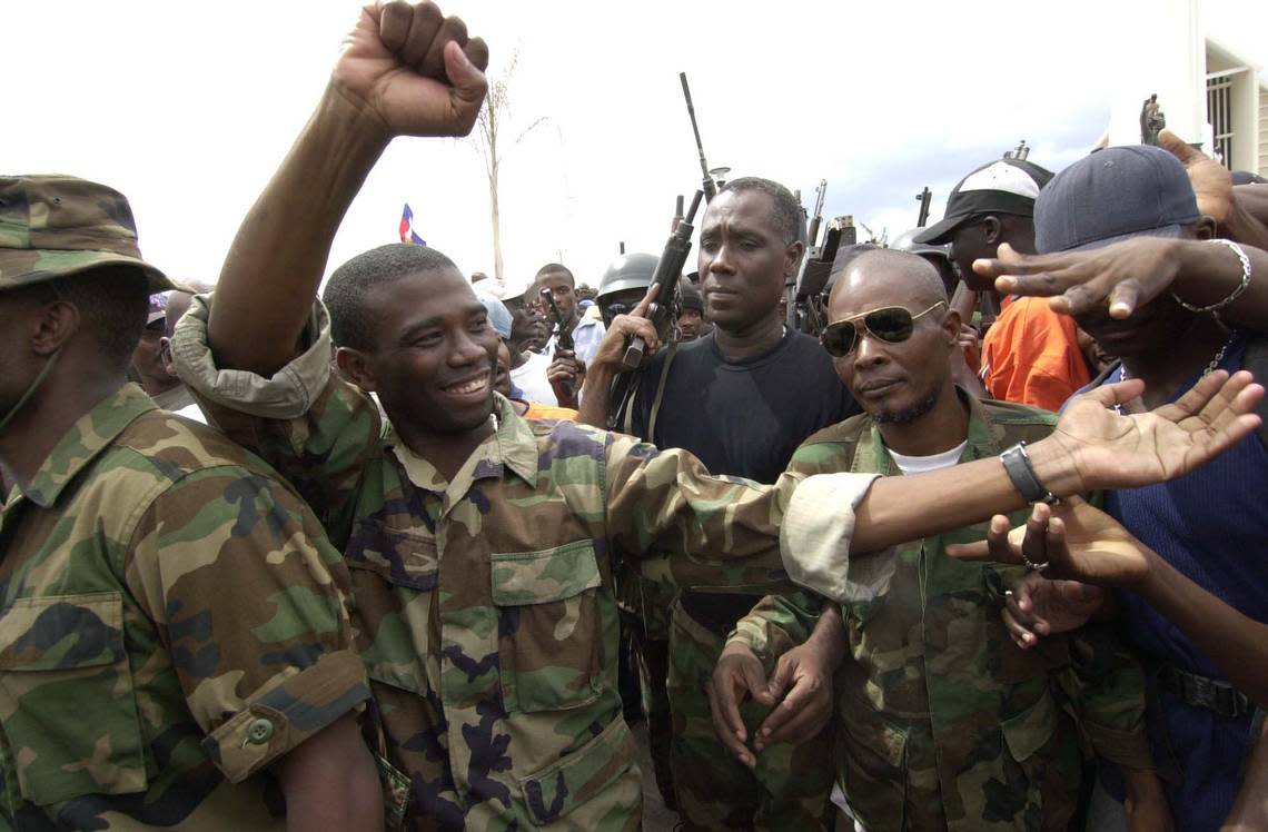 Rebel leader Guy Philippe in Gonaives, Haiti, in 2002 during an armed revolt by the Resistance Front.