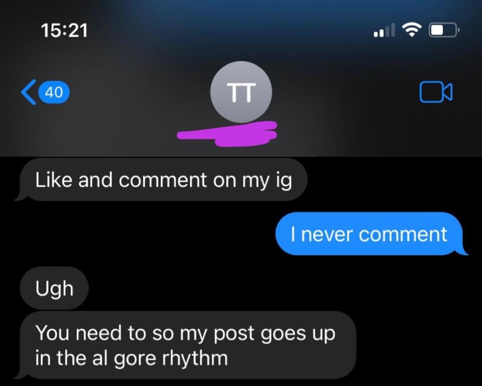 Person saying "Al Gore rhythm" instead of "algorithm"