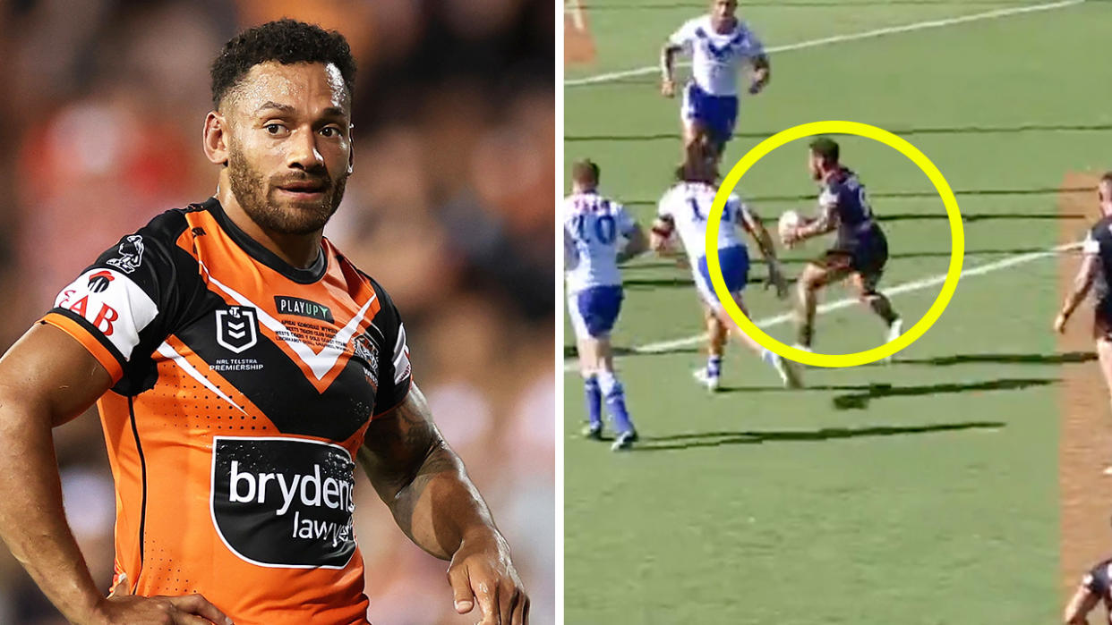 Api Koroisau, pictured here during a match for Wests Tigers.