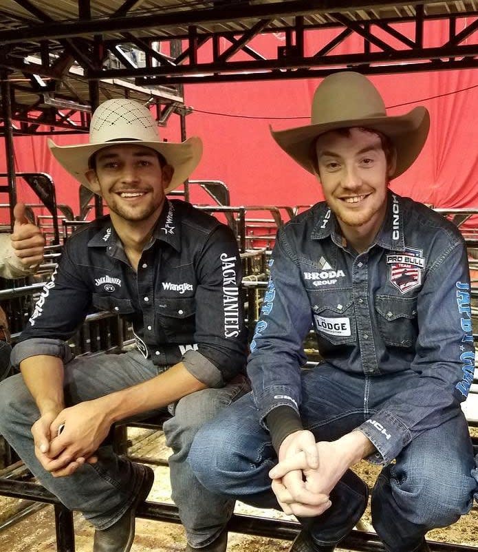 Ty Pozzobon (left) and Tanner Byrne (right) grew up in rodeo together. Byrne is part of the group behind the Ty Pozzobon Foundation, which was formed to remember his late friend and improve rodeo safety.