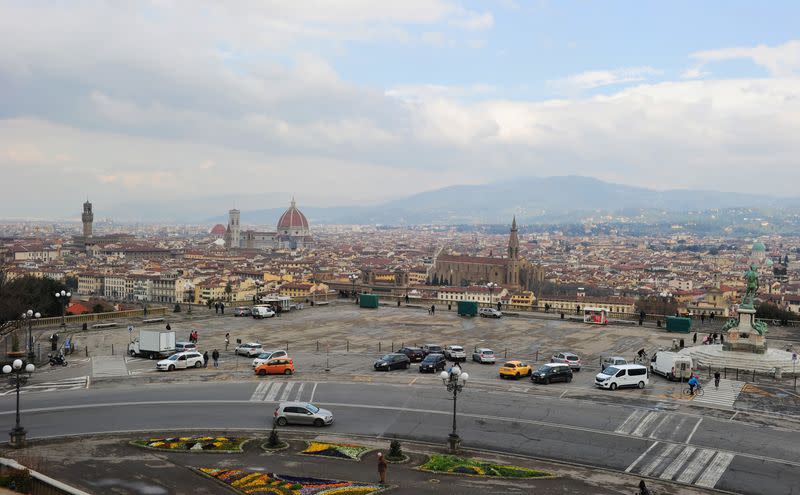 FILE PHOTO: Florence skyline, viewed from Piazzale Michelangelo, virtually deserted as Italy battles a coronavirus outbreak, in Florence