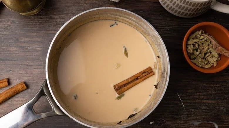 Maple chai in sauce pan