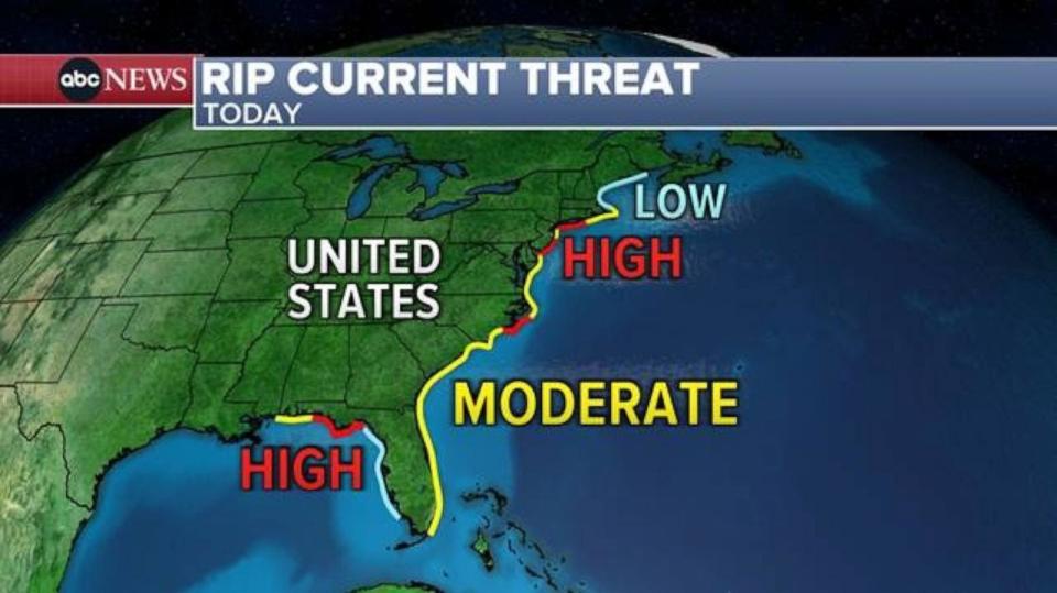 PHOTO: Rip current threat map. (ABC News)