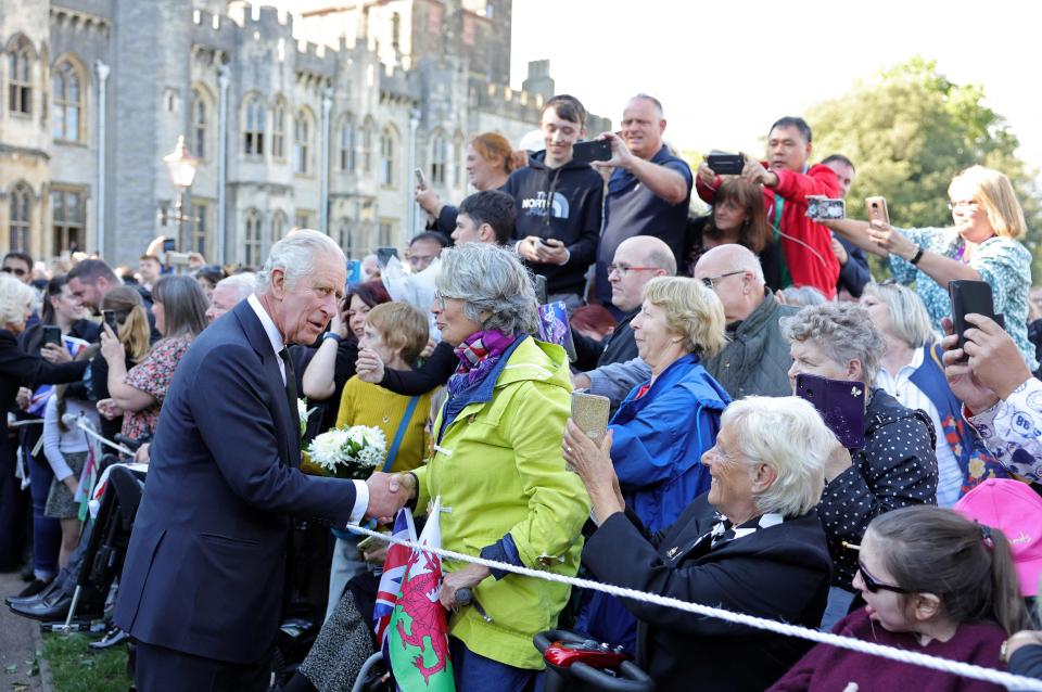 King Charles III greets the public during a visit at Cardiff Castle (Chris Jackson/Pool/AFP via Getty Images)