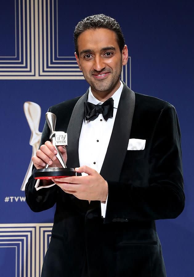 Waleed was presented with the Best Presenter award at the Logies. Photo: Getty