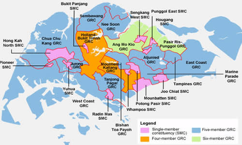 Map of electoral boundaries for S'pore's 2011 General Elections. (Yahoo!)