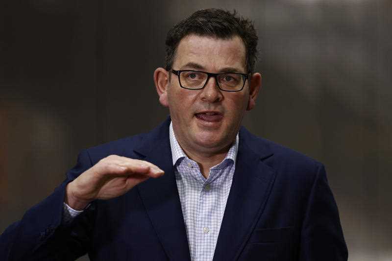 Victorian Premier Daniel Andrews speaks to the media during a press conference in Melbourne.