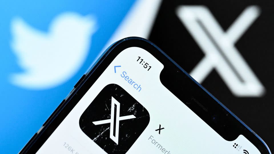 A photo taken on November 17, 2023 shows the logo of US online social media and social networking service X - formerly Twitter - on a smartphone screen in Frankfurt am Main, western Germany. - Kirill Kudryavtsev/AFP/Getty Images