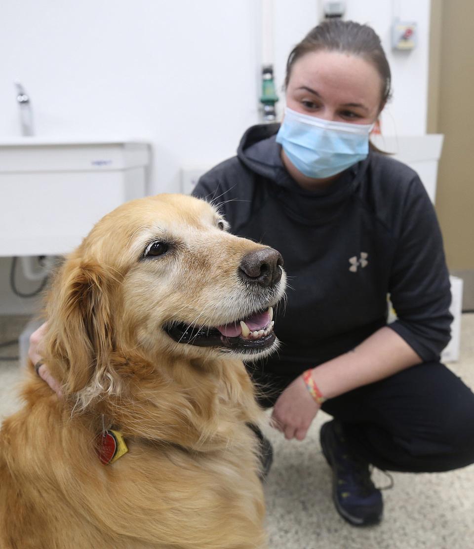 Nali smiles with Jesy Cordle, group specialist in the adventure-therapy program at the Buckeye Ranch on Jan. 26. Nali is one of several animals in the animal-therapy program at the Buckeye Ranch.