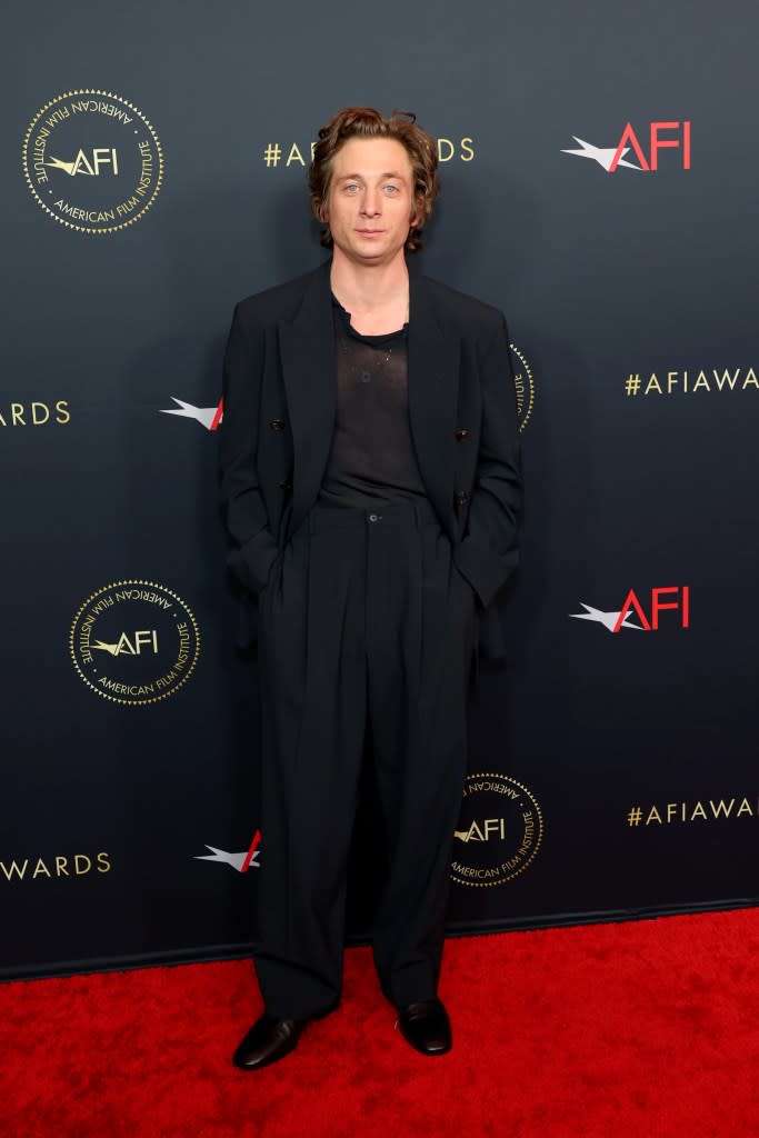 Jeremy Allen White attends the AFI Awards Luncheon at Four Seasons Hotel Los Angeles at Beverly Hills on January 12, 2024 in Los Angeles, California.