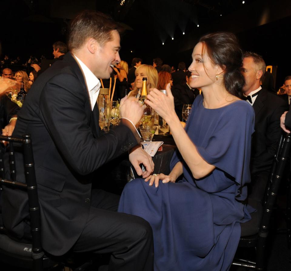 <p>Joking around with Brad Pitt at the 2009 Screen Actors Guild Awards, again.</p>