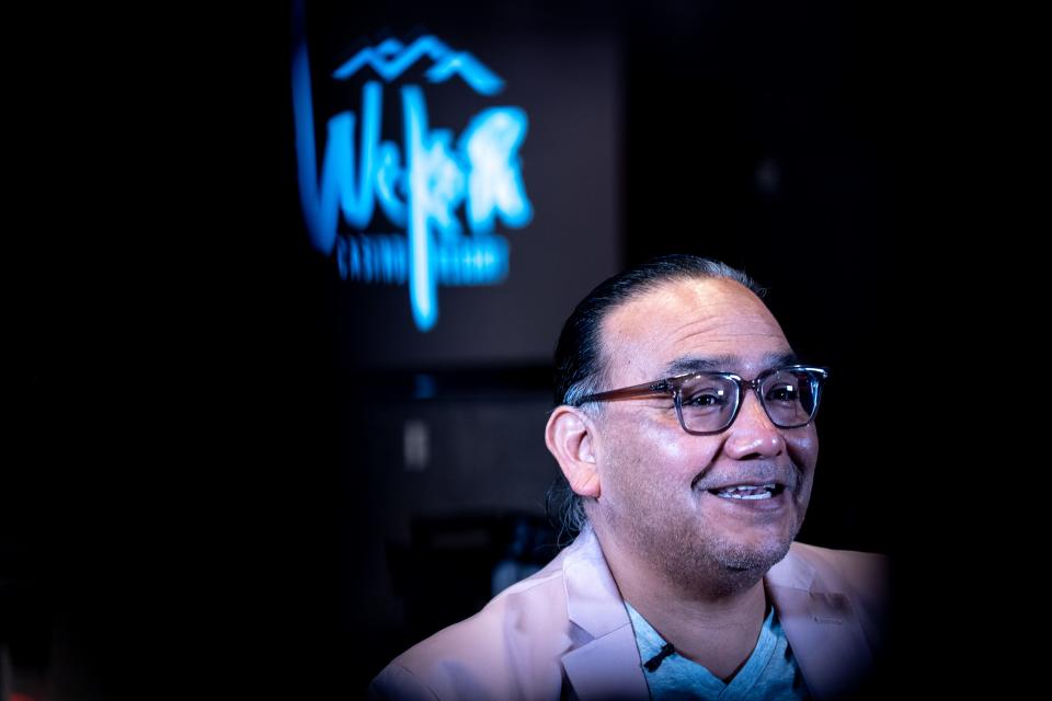 Gerald Doka, a council member of the Fort McDowell Yavapai Nation, speaks during an interview at the We-Ko-Pa Casino Resort in Fort McDowell, Arizona, on April 13, 2022.