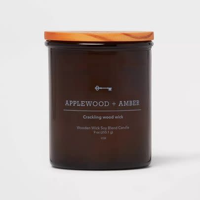 Threshold Applewood and Amber wooden wick candle