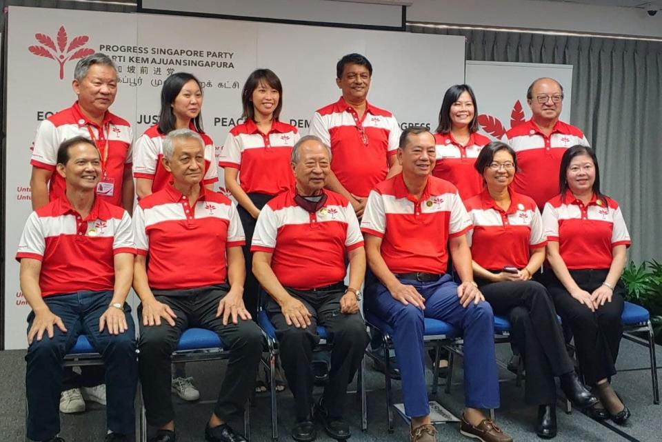 PSP leader Dr Tan Cheng Bock (front row, third from left) with members of the party's new central executive committee. (PHOTO: Progress Singapore Party / Facebook)