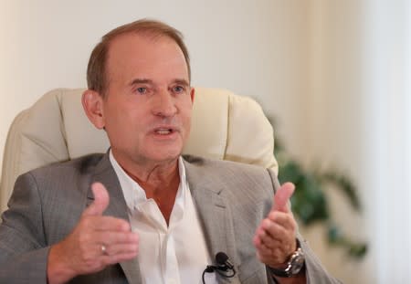 Viktor Medvedchuk speaks during an interview with Reuters in Kiev