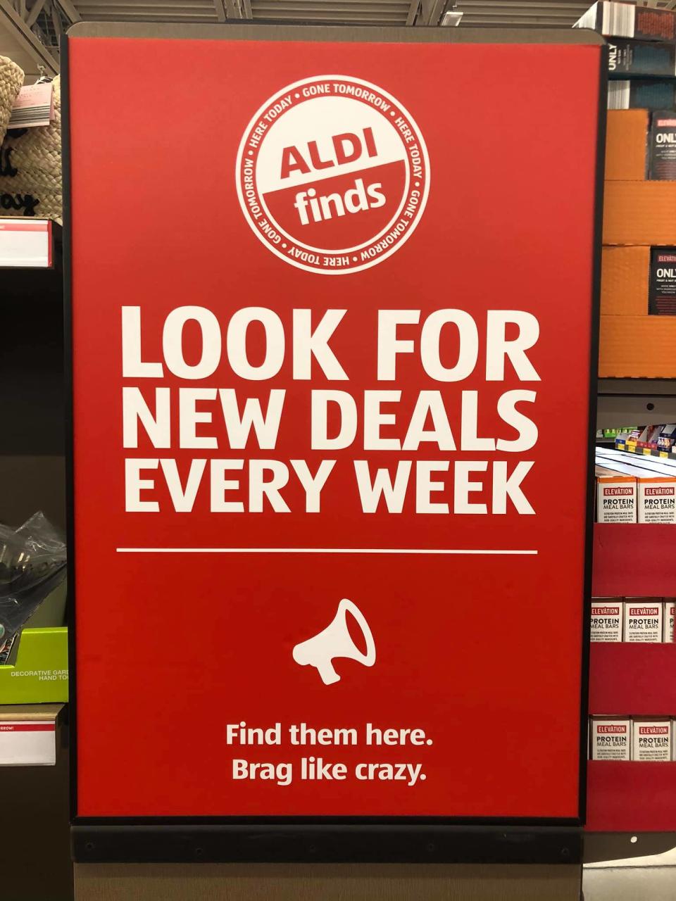 Sign displayed in the Aisle of Shame at the Chester Aldi location.