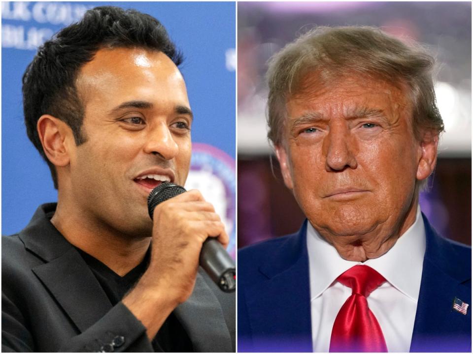 Donald Trump has said he’s open to having Vivek Ramaswamy as his running mate (AP)