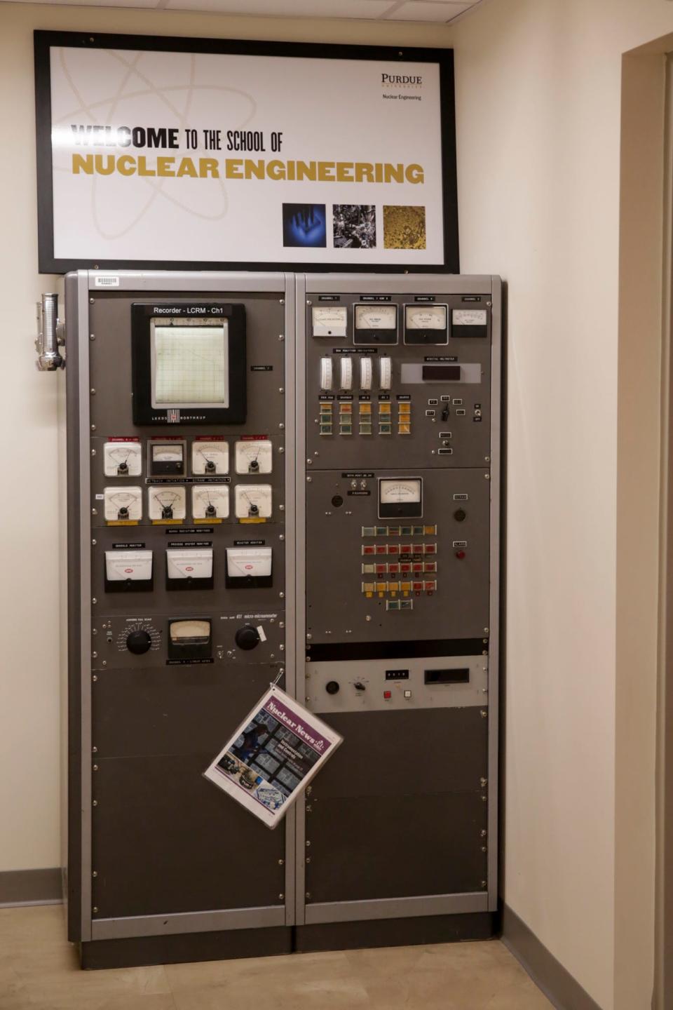 A piece of nuclear history stands in a hallway during a tour of the Purdue University’s Reactor Number 1 (PUR-1), Tuesday, Sept. 3, 2019 at Purdue University's Electrical Engineering Building in West Lafayette. PUR-1 is the first all-digital nuclear reactor system in the U.S. licensed by the Nuclear Regulatory Commission.