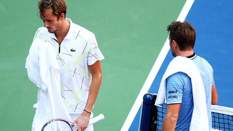 Daniil Medvedev and Stan Wawrinka, pictured here during their US Open clash.