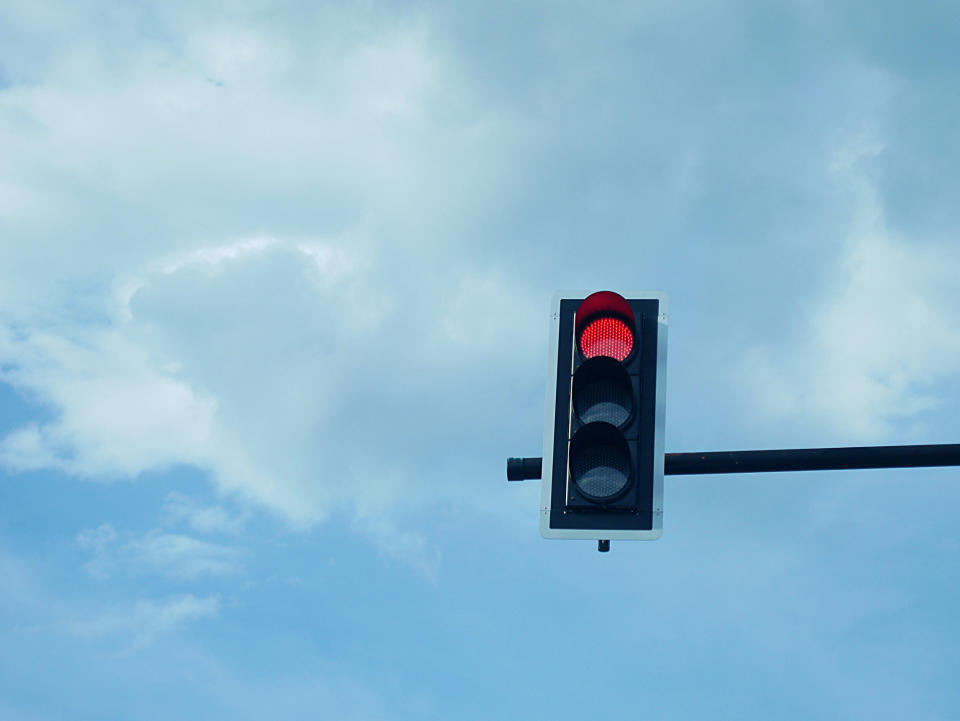 A red traffic light.