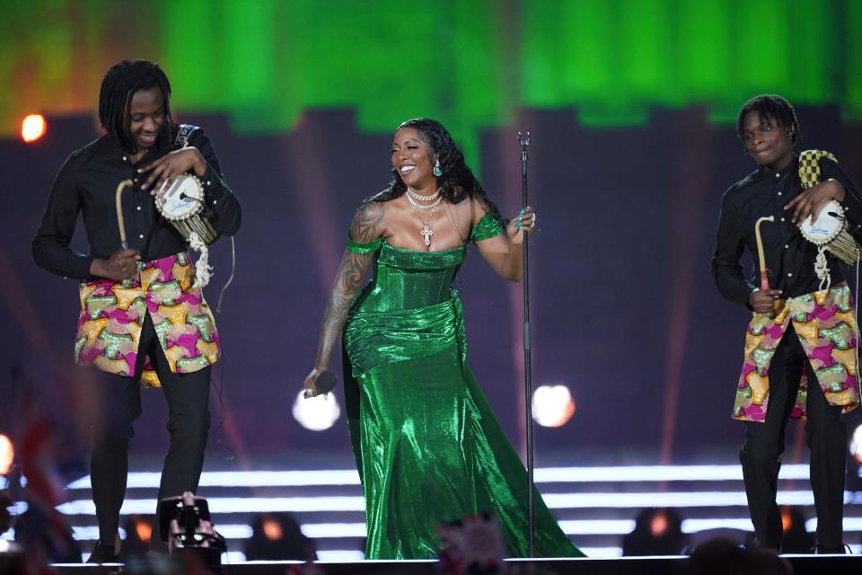 Tiwa Savage performs during the concert at Windsor Castle in Windsor, England, Sunday, May 7, 2023.