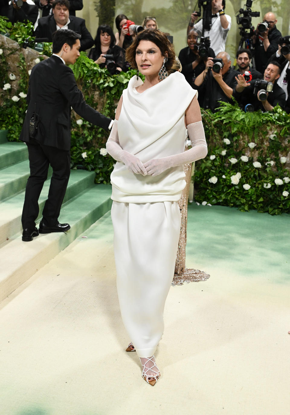 Linda Evangelista at the 2024 Met Gala: "Sleeping Beauties: Reawakening Fashion" held at The Metropolitan Museum of Art on May 6, 2024 in New York City. (Photo by Gilbert Flores/Variety via Getty Images)