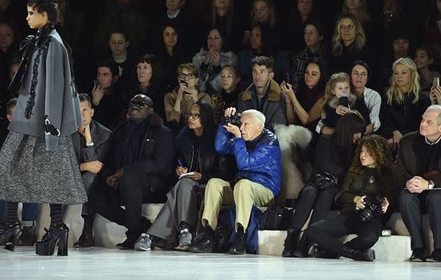 Bill front row at a recent Marc Jacobs show. Photo: Getty