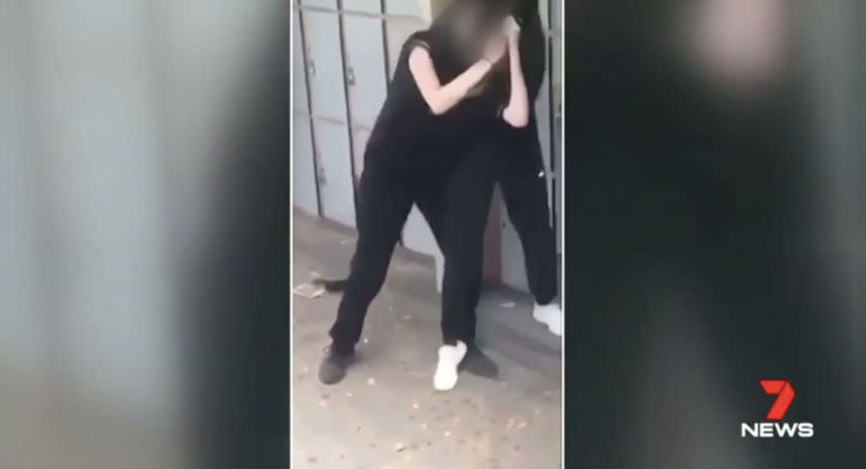 Shocking footage emerged of two schoolgirls in a vicious fight. Source: 7 News