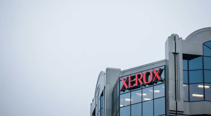 A Xerox (XRX) sign on an office building in Montreal, Canada.