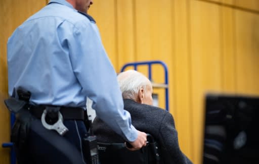 The 94-year-old former SS guard Johann Rehbogen attended court in a wheelchair