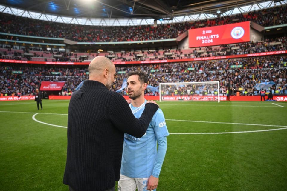 Many of City’s main players, Silva included, appeared noticeably fatigued during the course of Saturday’s match (The FA via Getty Images)