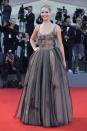 <p>The actress wore a semi-sheer Christian Dior gown for the premiere of her latest film, Mother! in Venice</p>