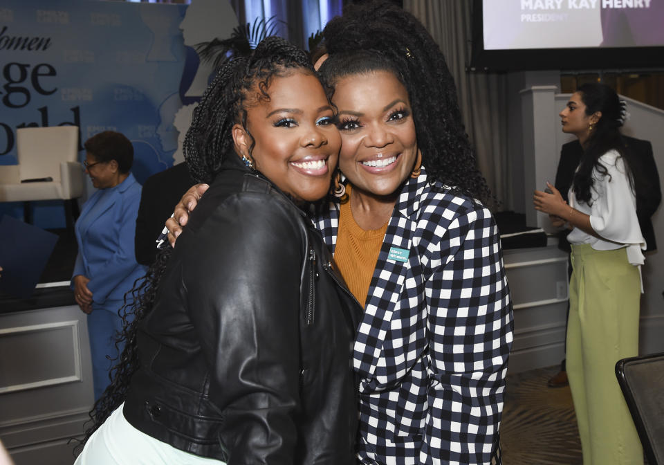 <p><a href="https://people.com/tag/amber-riley/" rel="nofollow noopener" target="_blank" data-ylk="slk:Amber Riley;elm:context_link;itc:0" class="link ">Amber Riley</a> and <a href="https://people.com/human-interest/yvette-nicole-brown-and-peoples-former-sexiest-teacher-alive-surprise-teachers-zoom/" rel="nofollow noopener" target="_blank" data-ylk="slk:Yvette Nicole Brown;elm:context_link;itc:0" class="link ">Yvette Nicole Brown</a> smile wide at the Emily's List 6th Annual Pre-Oscar Breakfast at the Beverly Hilton on March 7. </p>