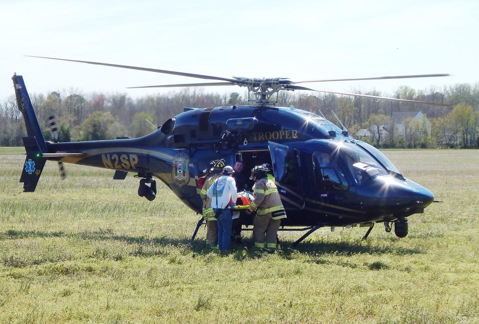 A serious two-vehicle crash on Lewes-Georgetown Highway west of Lewes, near Sussex East development, sent several people to hospitals, including three by helicopters to Christiana Hospital, on Friday afternoon.