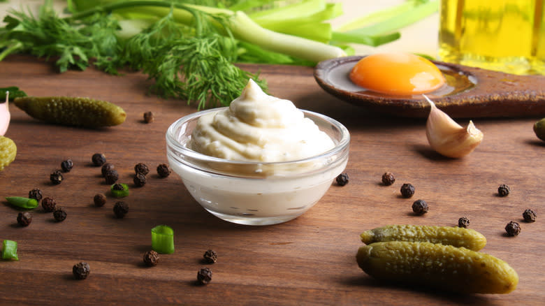 bowl of ranch dressing and other ingredients