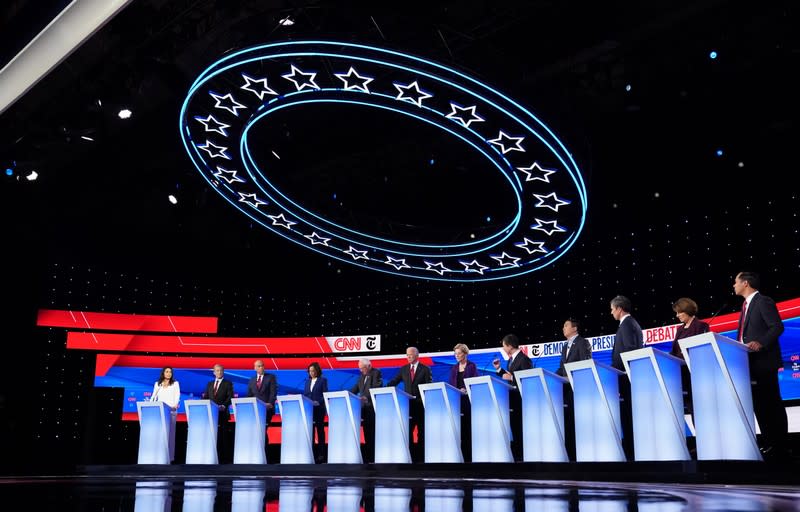 Twelve Democratic presidential candidates participate in the fourth U.S. Democratic presidential candidates 2020 election debate in Westerville, Ohio