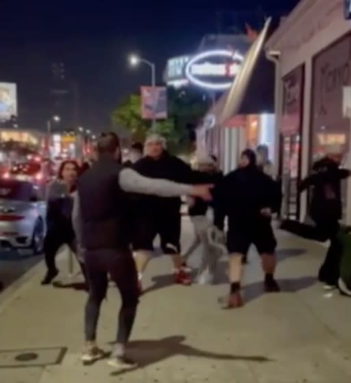 Video frame grab from attack on diners that occurred outside a Beverly Grove restaurant