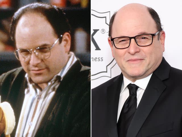 <p>Jan Sonnenmair/NBCU Photo Bank/NBCUniversal/Getty ; Monica Schipper/Getty</p> Left: Jason Alexander as George Costanza in 'Seinfeld.' Right: Jason Alexander at the 10th Annual Make-Up Artists & Hair Stylists Guild Awards in 2023.